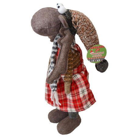 Pupazzo in tessuto in lana "Renna" decorazione natalizia h 58 cm