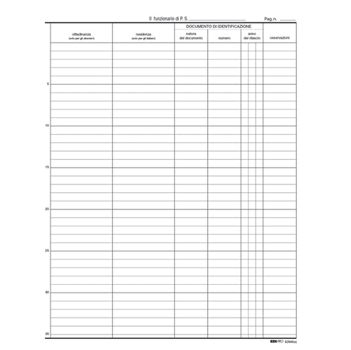 Registro Persone Alloggiate 31X24.5Cm 46Pg E2846 Edipro