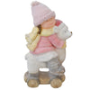 Bimba su alpaca h 52 cm decorazione natalizia in poliresina rosa e bianco statuina