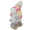 Bimbo su alpaca h 52 cm decorazione natalizia in poliresina beige e bianco statuina