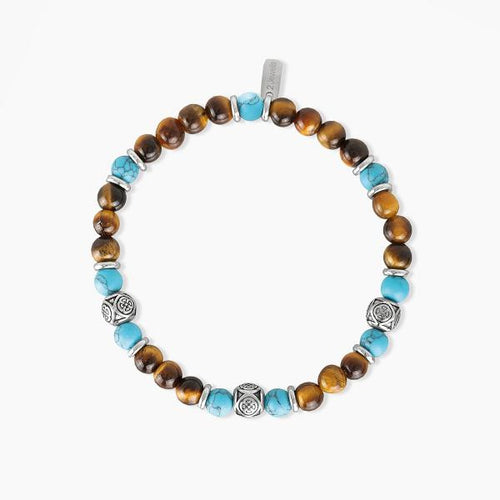2JEWELS - Bracciale in acciaio 316L occhio di tigre turchese