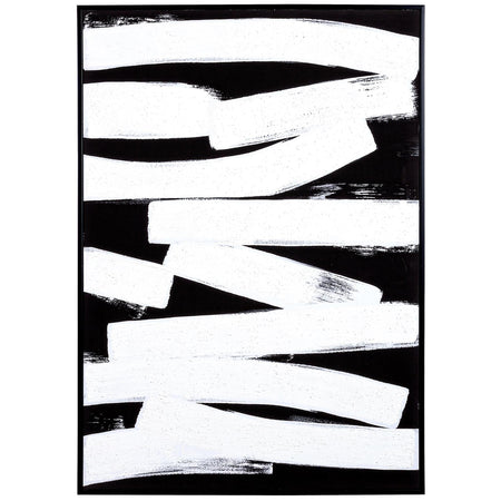 Quadro moderno olio su tela dipinto a mano bianco e nero 72 x 102 cm minimalista bold