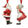 Pendaglio rosso con babbo natale e mamma natale per albero di natale