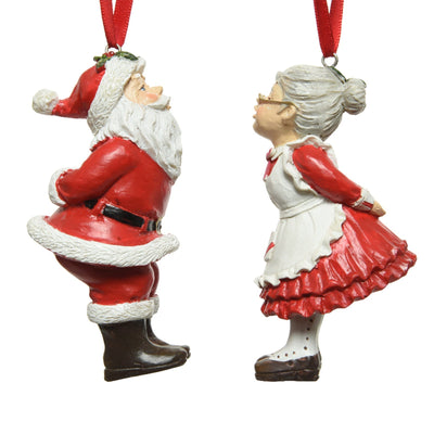 Pendaglio rosso con babbo natale e mamma natale per albero di natale