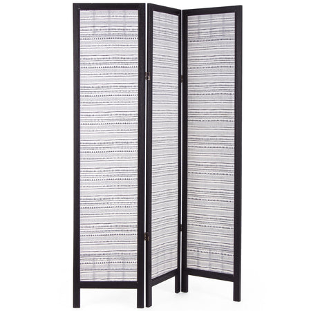 PARAVENTO SEPARÈ 3 PANNELLI TRIANGLE NERO SHABBY IN LEGNO 120 X 170 CM DIVISORIO