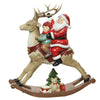 Statuetta con babbo natale su renna con bambino, decorazione per interno h 22.5 cm