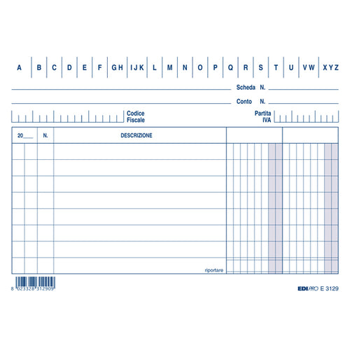 100 Schede 2 Colonne Orizzontale 10.5X15Cm E3129Bl Edipro