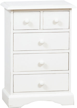 Biscottini Biscottini Comodino Country 5 Cassetti Legno Tiglio Bianco Anticato 51x30x74