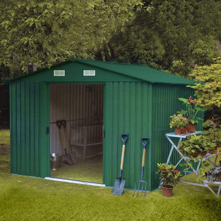 Ripostiglio in metallo verde  "Cottage" deposito da giardino e veranda capanno per attrezzi