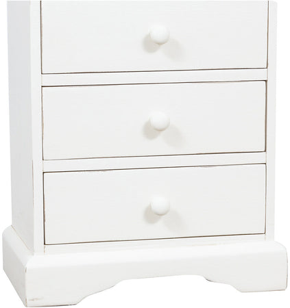 Biscottini Biscottini Comodino Country 5 Cassetti Legno Tiglio Bianco Anticato 51x30x74