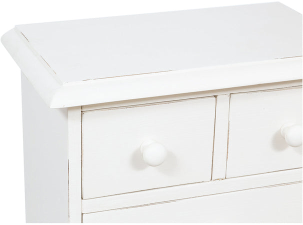 Biscottini Biscottini Comodino Country 5 Cassetti Legno Tiglio Bianco Anticato 51x30x74