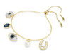 SWAROVSKI - Bracciale Symbolica Quadrifoglio evil eye ferro di cavallo Blu Placcato color oro