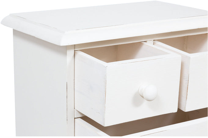 Biscottini Biscottini Comodino Country 5 Cassetti Legno Tiglio Bianco Anticato 51x30x74