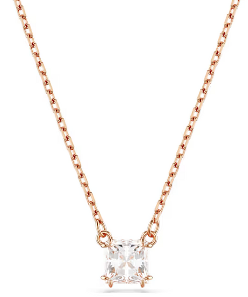 SWAROVSKI - Pendente Stilla Taglio squadrato Bianco Placcato color oro rosa