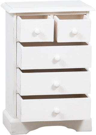 Biscottini Biscottini Comodino Country 5 Cassetti Legno Tiglio Bianco Anticato 51x30x74