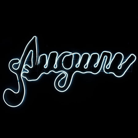 Decorazione luminosa a led scritta auguri luce fredda effetto neon da esterno 120 cm