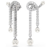 SWAROVSKI - Orecchini pendenti Matrix Crystal Pearl, Taglio Round, Bianchi, Placcato rodio