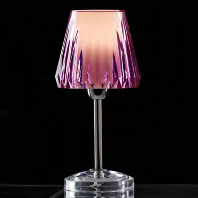 Abat-jour moderno Illuminando GAIA LU LED lampada tavolo acrilico tortora viola trasparente interno E14