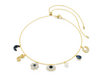 SWAROVSKI - Collana Girocollo Symbolica Luna, infinito, quadrifoglio, evil eye e ferro di cavallo, Blu, Placcato color oro