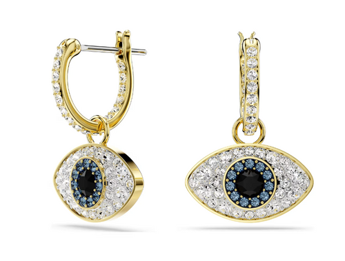 SWAROVSKI  - Orecchini pendenti Symbolica Evil eye, Blu, Placcato color oro