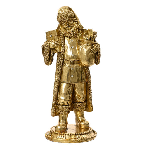 Statuetta decorativa Babbo natale colore oro decorazione natalizia da 28.5 cm
