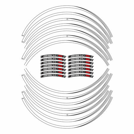 Kit strisce adesive per cerchi ruote 17" compatibili con Suzuki GSXS 950-1000