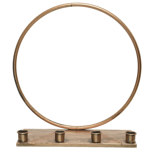 Portacandela Oro con quattro Basi per lumini candelabro con cerchio da 34 cm