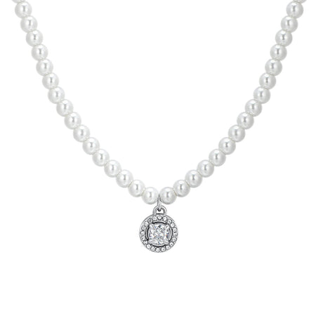 Luca Barra - Collana donna in acciaio perle e zircone bianco