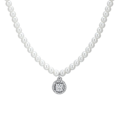 Luca Barra - Collana donna in acciaio perle e zircone bianco