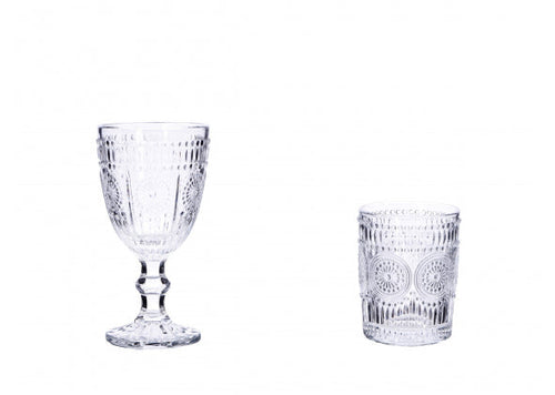 Set 6 calici vino e 6 bicchieri in vetro Dusan