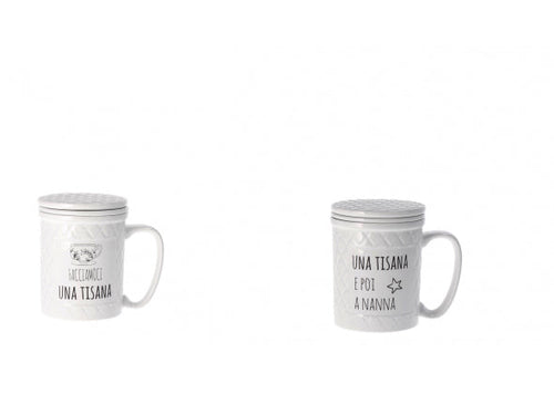Tisaniera in ceramica con coperchio e filtro