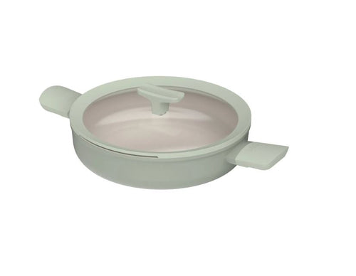 Tegame 2 manici antiaderente con coperchio balance sage verde salvia 26 cm