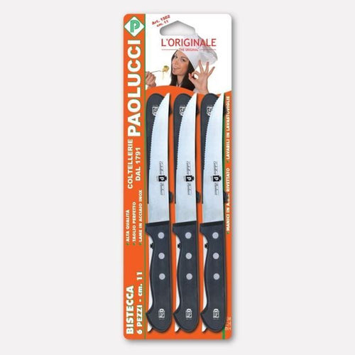 Set 6 coltelli per bistecca, lama inox con manico in ABS