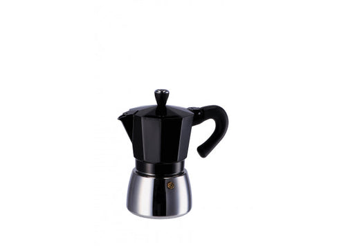 Caffettiera in alluminio per induzione 6 tazze colore nera