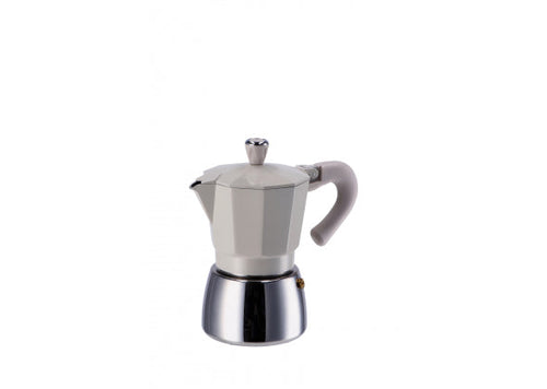 caffettiera in alluminio per piano a induzione 6 tazze color tortora