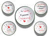 Set quattro piatti fondi per insalata 20 cm con scritte + insalatiera 27 cm con scritta
