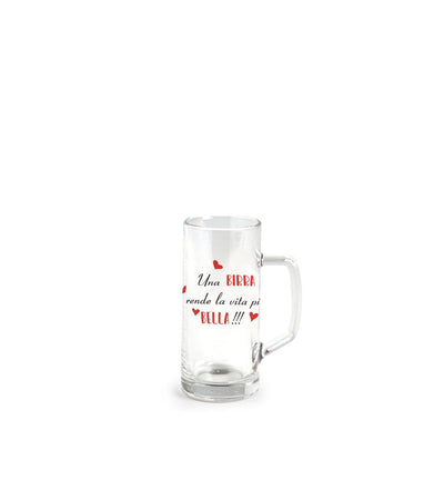 Bicchiere birra con manico 40 cl con scritta una birra rende la vita piâ?" bella