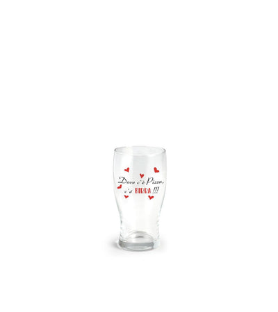 Bicchiere per birra 40 cl con scritta  dove c'è pizza c'è birra
