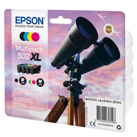Confezione multipla Epson 502XL - Confezione da 4 - XL - Nero, Giallo, Ciano, Magenta