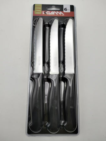 Kelama deluxe coltello da tavola nero 6 pz