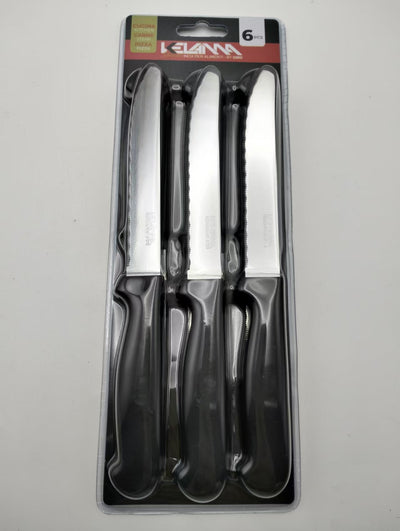 Kelama deluxe coltello da tavola nero 6 pz