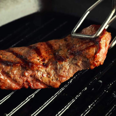 Grill Rotonda Antiaderente 28 cm a Due Facce con Manico Removibile in Legno