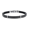 Luca Barra - Bracciale uomo in cuoio nero con elementi in acciaio