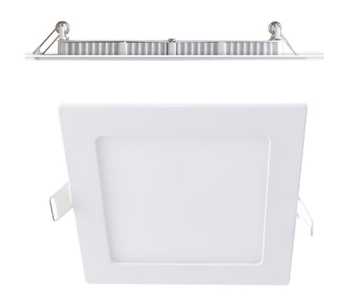 Faretto Incasso Cartongesso Quadrato Alluminio Bianco Opaco Led 12 watt Luce Naturale