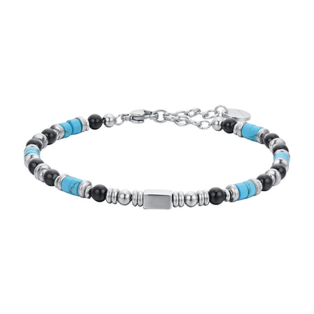 Luca Barra - Bracciale uomo in acciaio agata nera