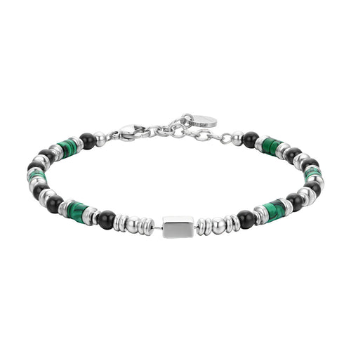 Luca Barra - Bracciale uomo in acciaio agata nera