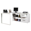 Scrivania angolare con cassettiera bianco laccato da ufficio 170 cm Made in Italy