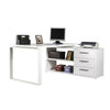 Scrivania angolare con cassettiera bianco laccato da ufficio 170 cm Made in Italy