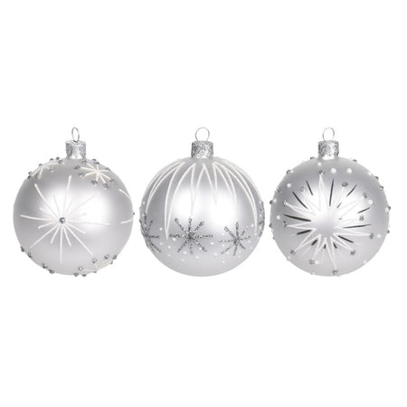 6 palline per albero di natale in vetro con glitter da Ø 10 cm pendaglio decorato