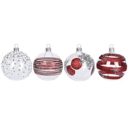 12 palline per albero di natale in vetro da Ø 8 cm pendaglio decorato